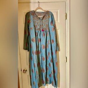 GENERATION Floral Embroidered Blue Dress